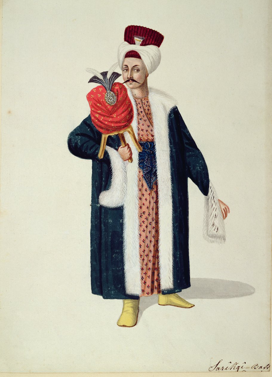 Sarık Başa, Türban Ustası, Osmanlı dönemi, 18. yüzyılın üçüncü çeyreği (kağıt üzerinde wc) by Turkish School