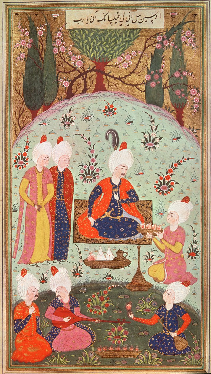 TSM H.804 & H.806 Bahçede bir yemekle zaferi kutlayan Veliaht Prens, 1534 by Turkish School