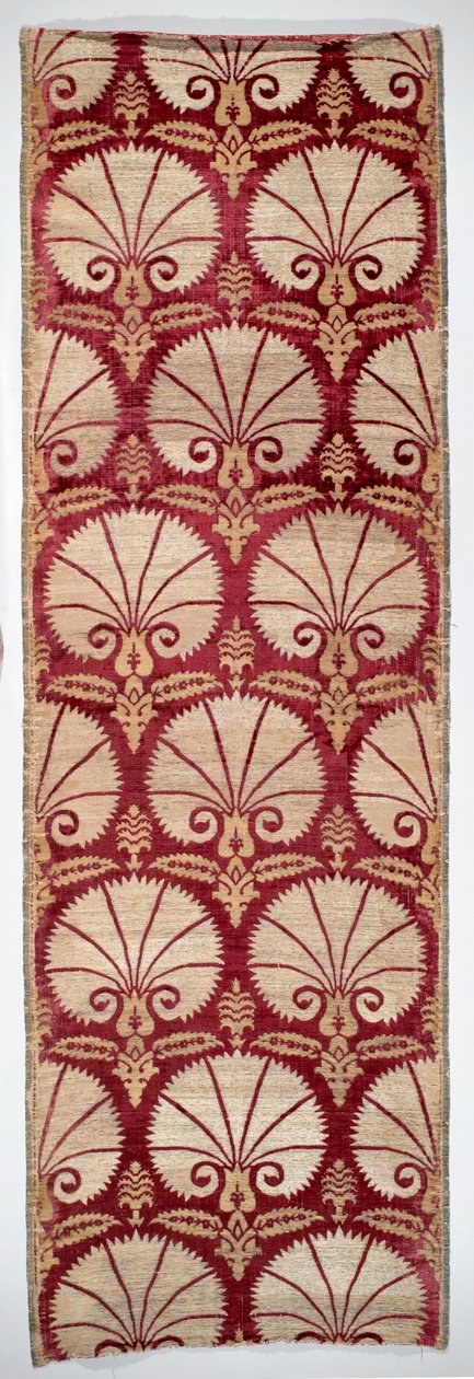 Karanfil desenli tekstil panel (kadife, ipek ve metal sarılı ipek) by Turkish School