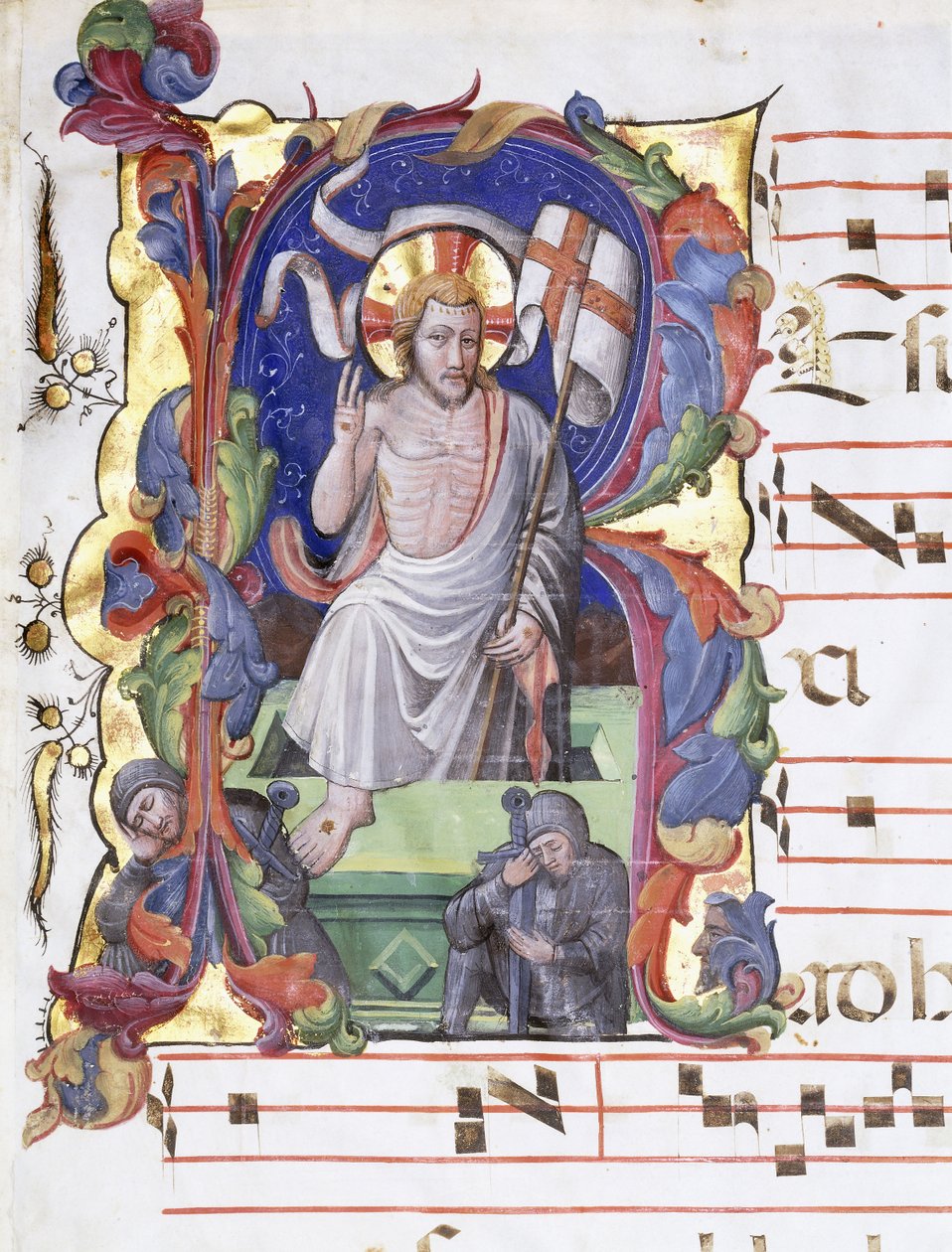 Dirilişi gösteren çok büyük "A" harfi, c.1400-1450 by Tuscan School