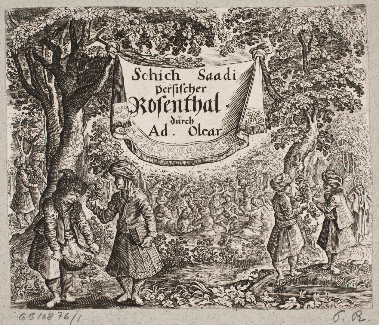 Frontispiece til Adam Olearius, “Dahice bir şair Schich Saadi tarafından Farsça Rosenthal […]”, Schleswig 1660 by Ubekendt