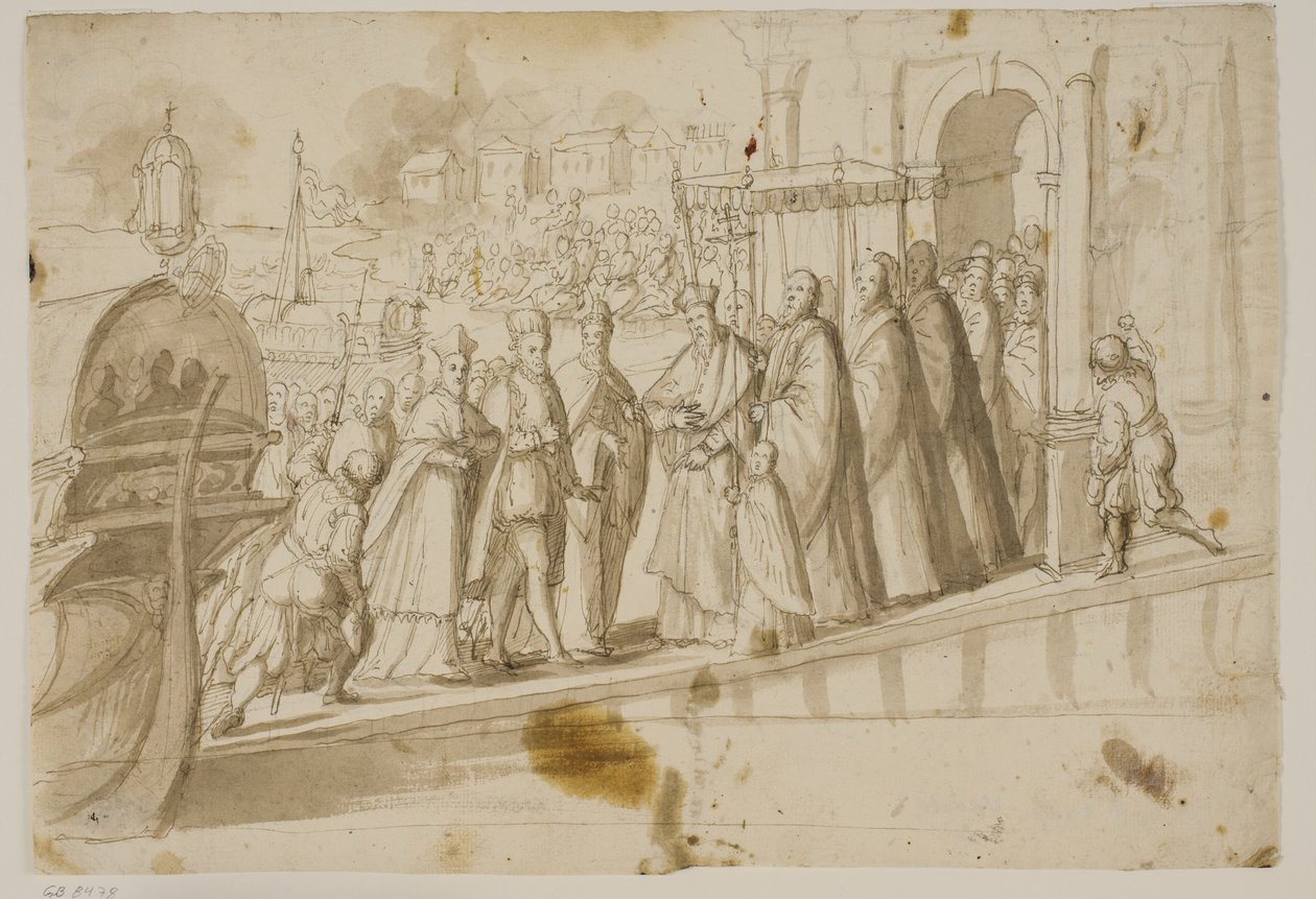Kral Henry III, Doge Alvise Mocenigo ve Kardinal San Sisto, Venedik Patriği Giovanni Trevisan tarafından Venedik