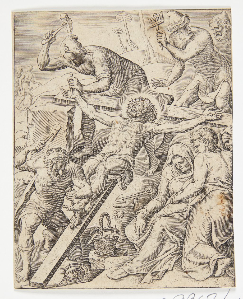 İsa çarmıha gerildi by Ubekendt efter Dirck Volckertsz. Coornhert efter Maarten van Heemskerck