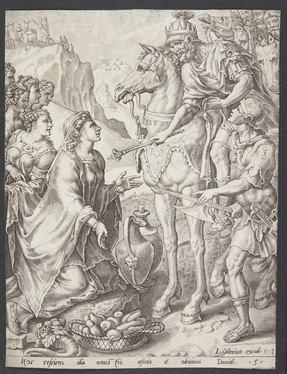 Abigail yatıştırıcı David by Ubekendt efter Maarten van Heemskerck
