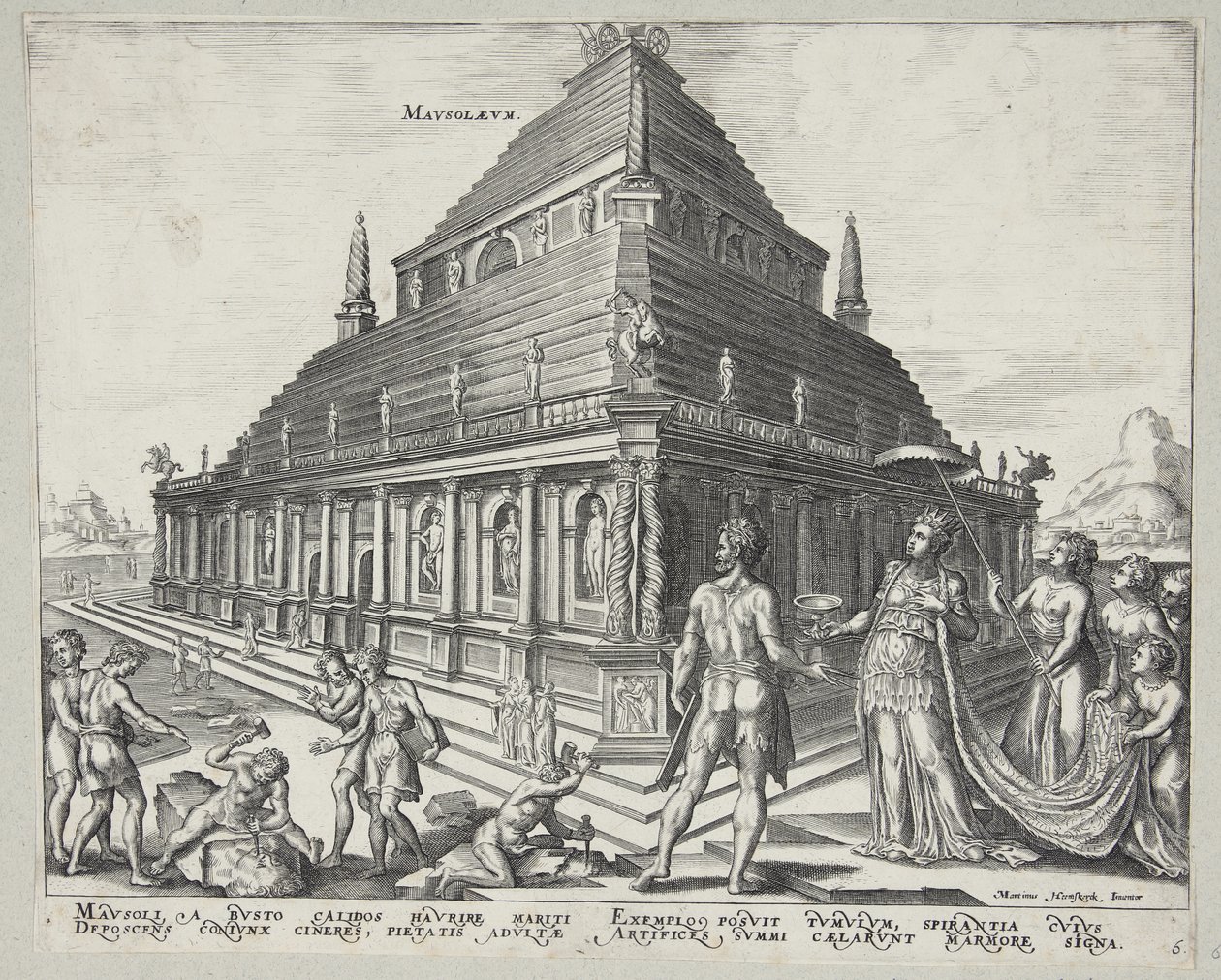 dünyanın sekiz harikası by Ubekendt efter Philips Galle efter Maarten van Heemskerck