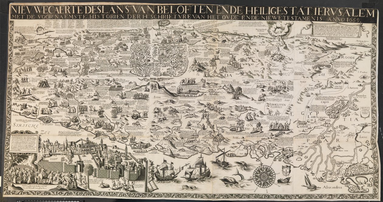 Yeni carte des lants vaatler ve kutsal Ierusalem şehri. by Ubekendt nederlandsk aktiv midten af 1600 tallet