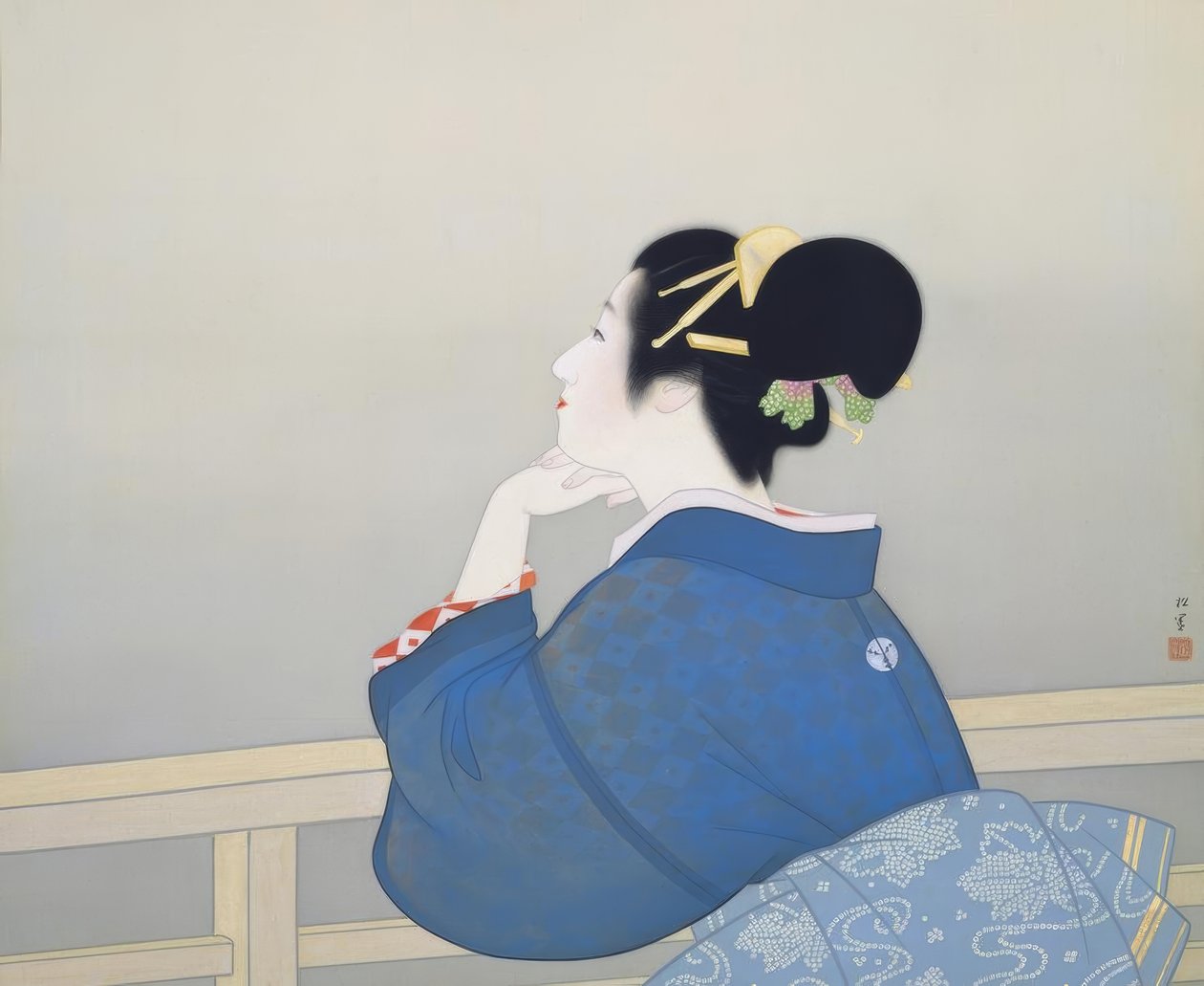 Bir kadın ayın yükselmesini bekler by Uemura Shoen