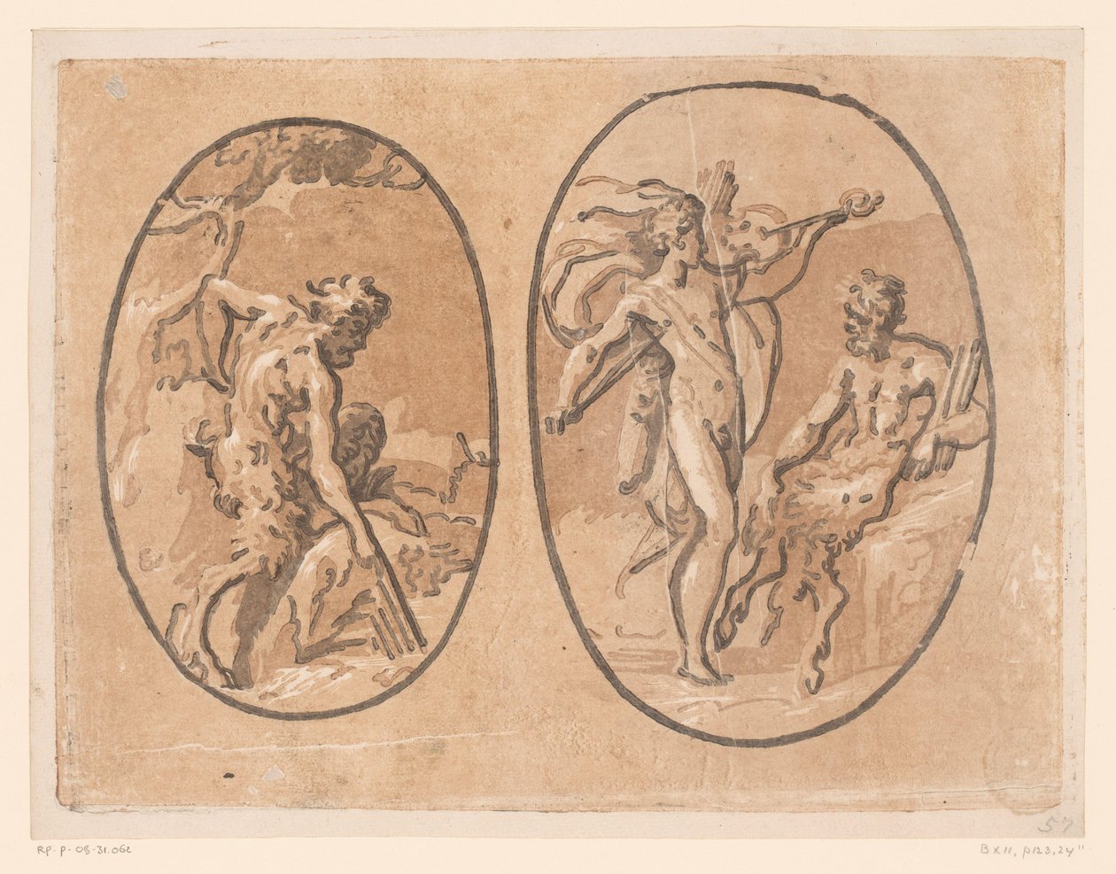 Marsyas günü Minerva'nın panfluit vindt'i by Ugo da Carpi (possibly)