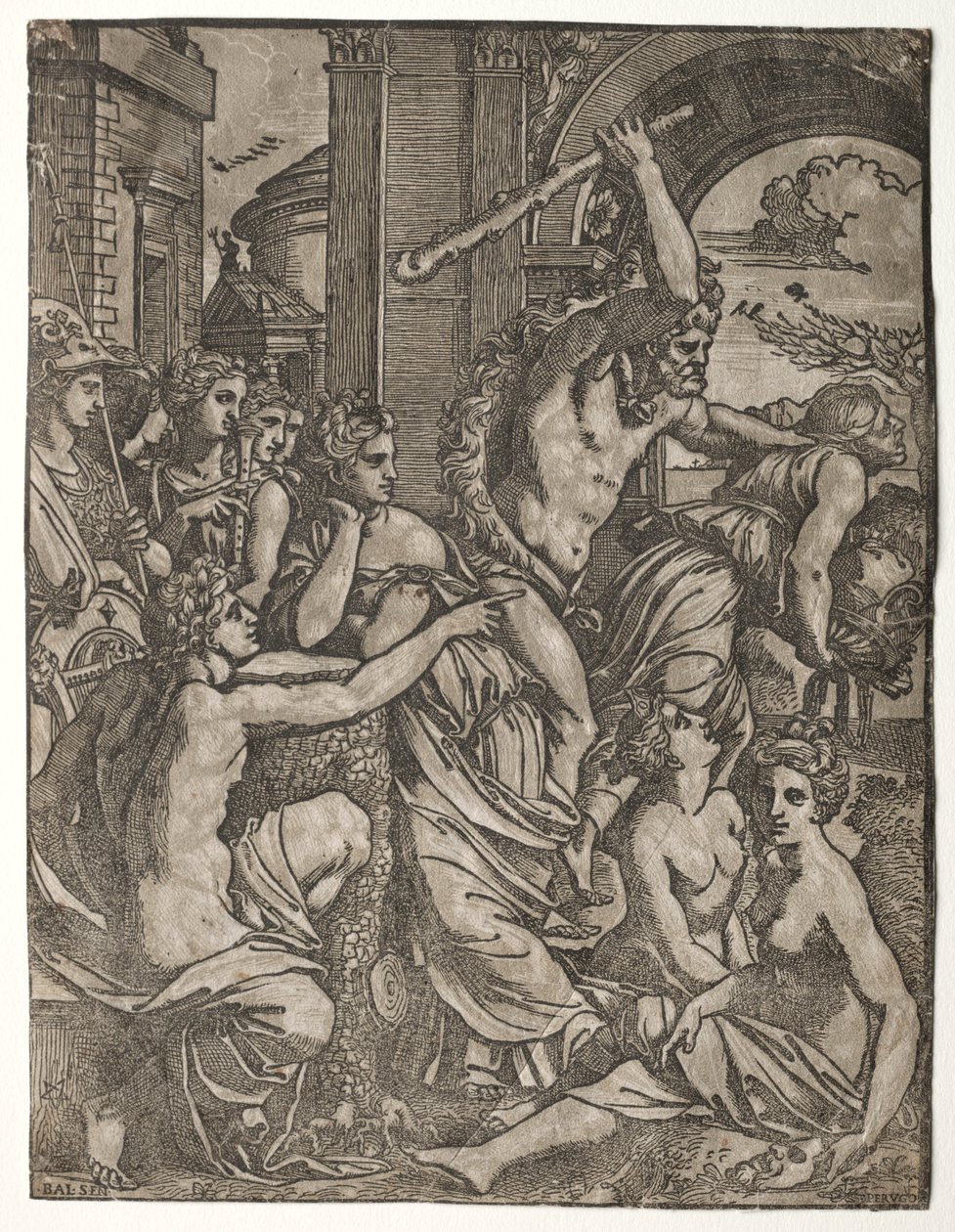 Herkül İlham Perileri Tapınağından Kıskançlık Sürerken, 1522-24. by Ugo da Carpi
