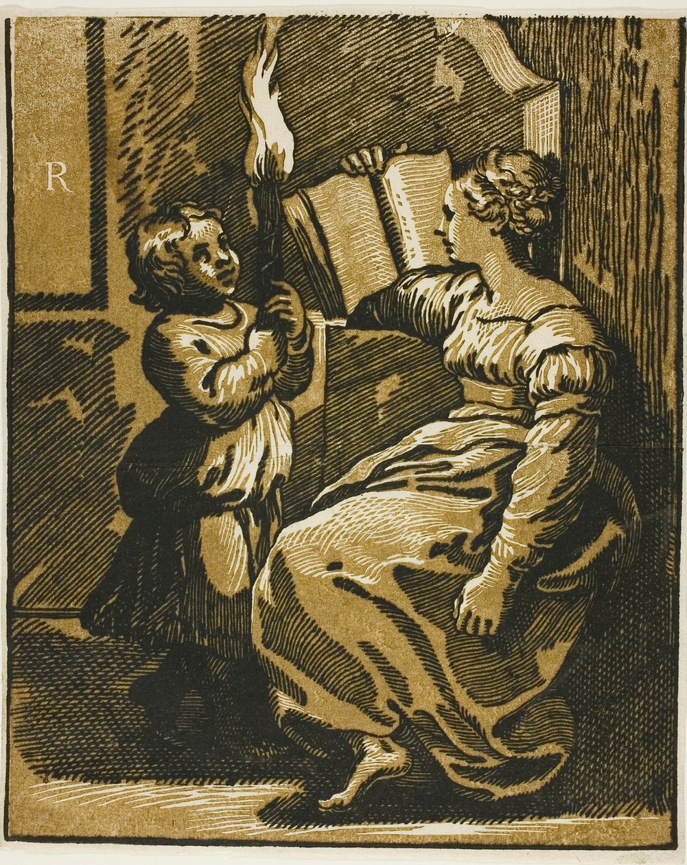 Sibyl ve Meşale Taşıyan Çocuk by Ugo da Carpi