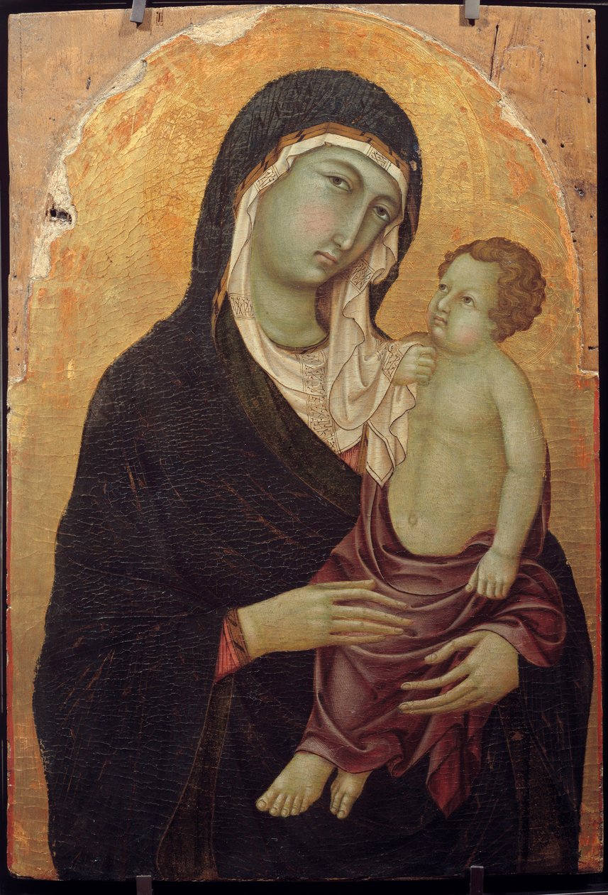 Ugolino di Nerio tarafından ahşap üzerine Bakire ve Çocuk Tablosu by Ugolino di Nerio