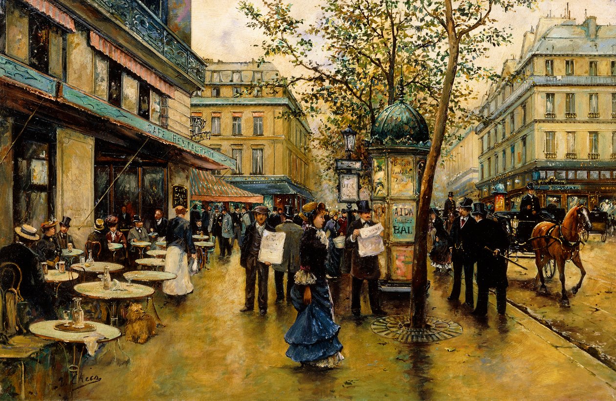 Place de l "Opera, Paris, by Ulpiano Checa y Sanz