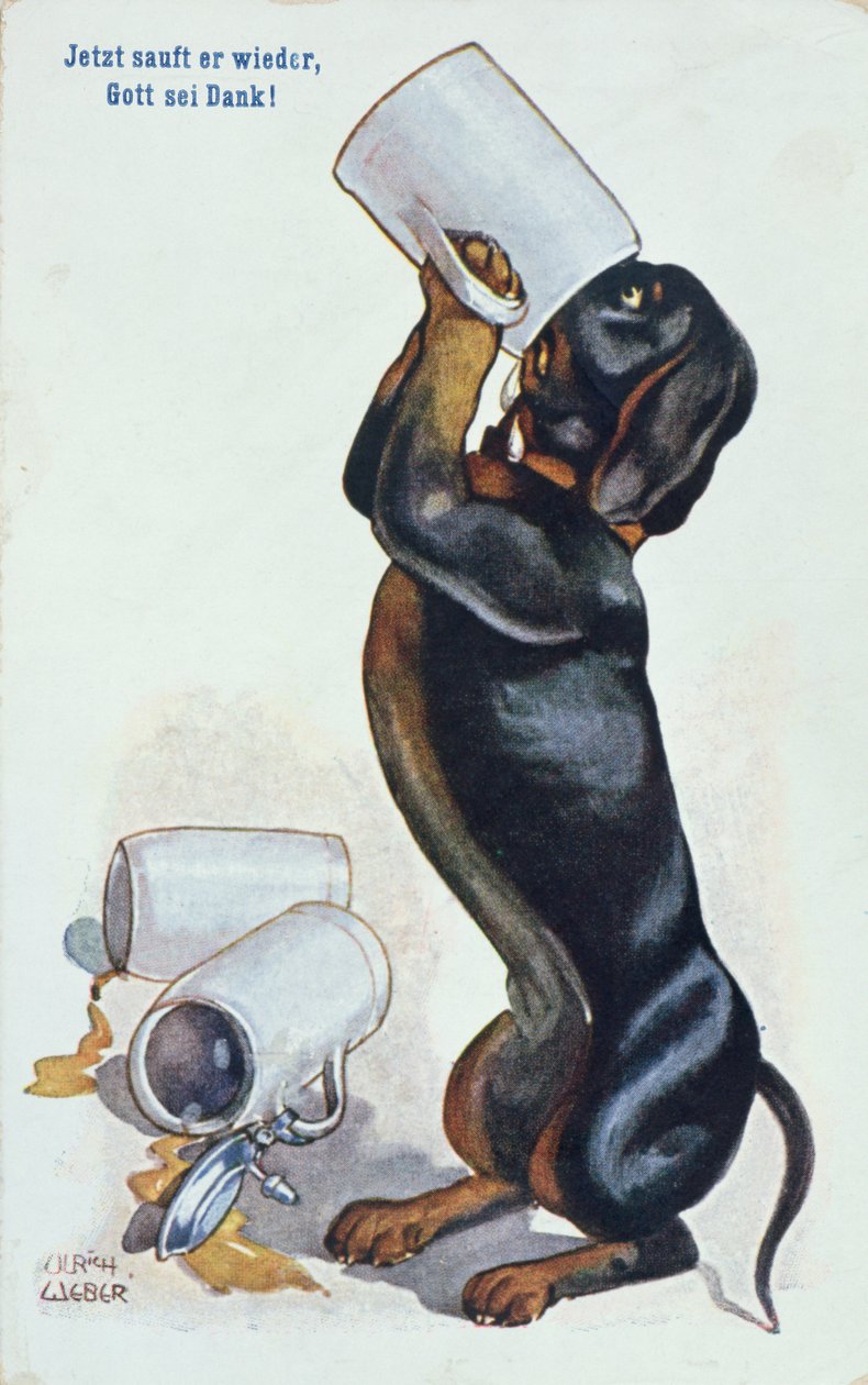 Dachshund İçme Birası, 1900 dolayları by Ulrich Weber