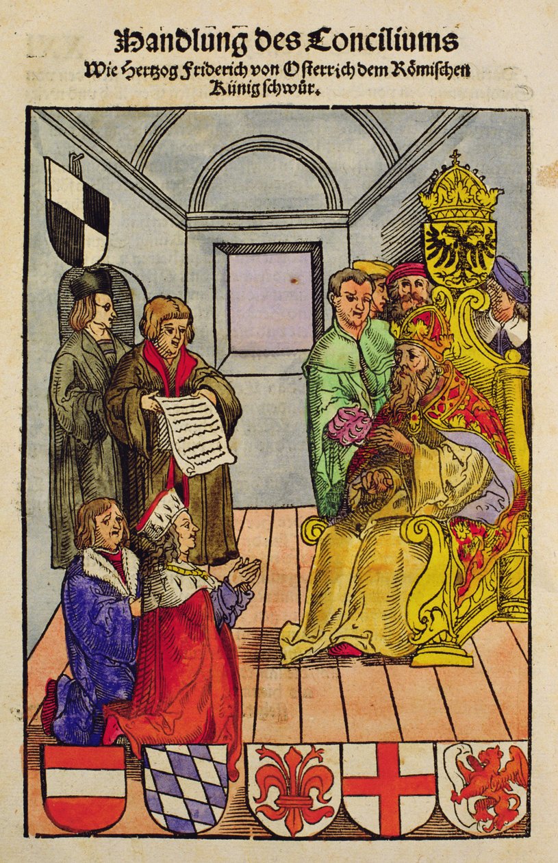 Frederick IV, Duke of Austria, declaring his fealty to the Emperor at the Council of Constance, from 