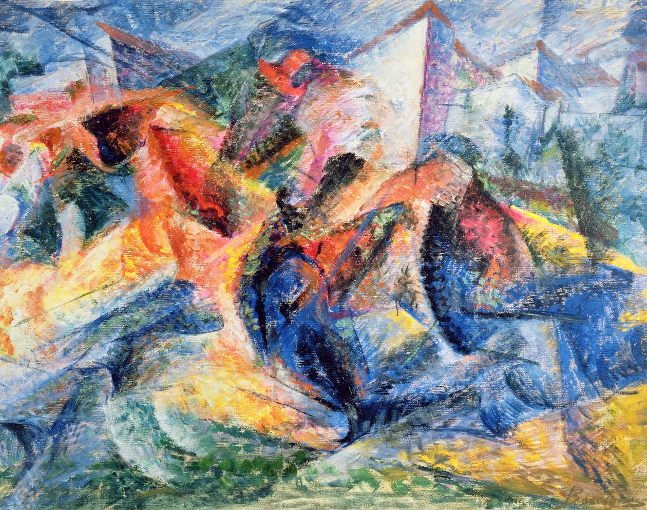 At ve Binici ve Binalar, 1914 by Umberto Boccioni