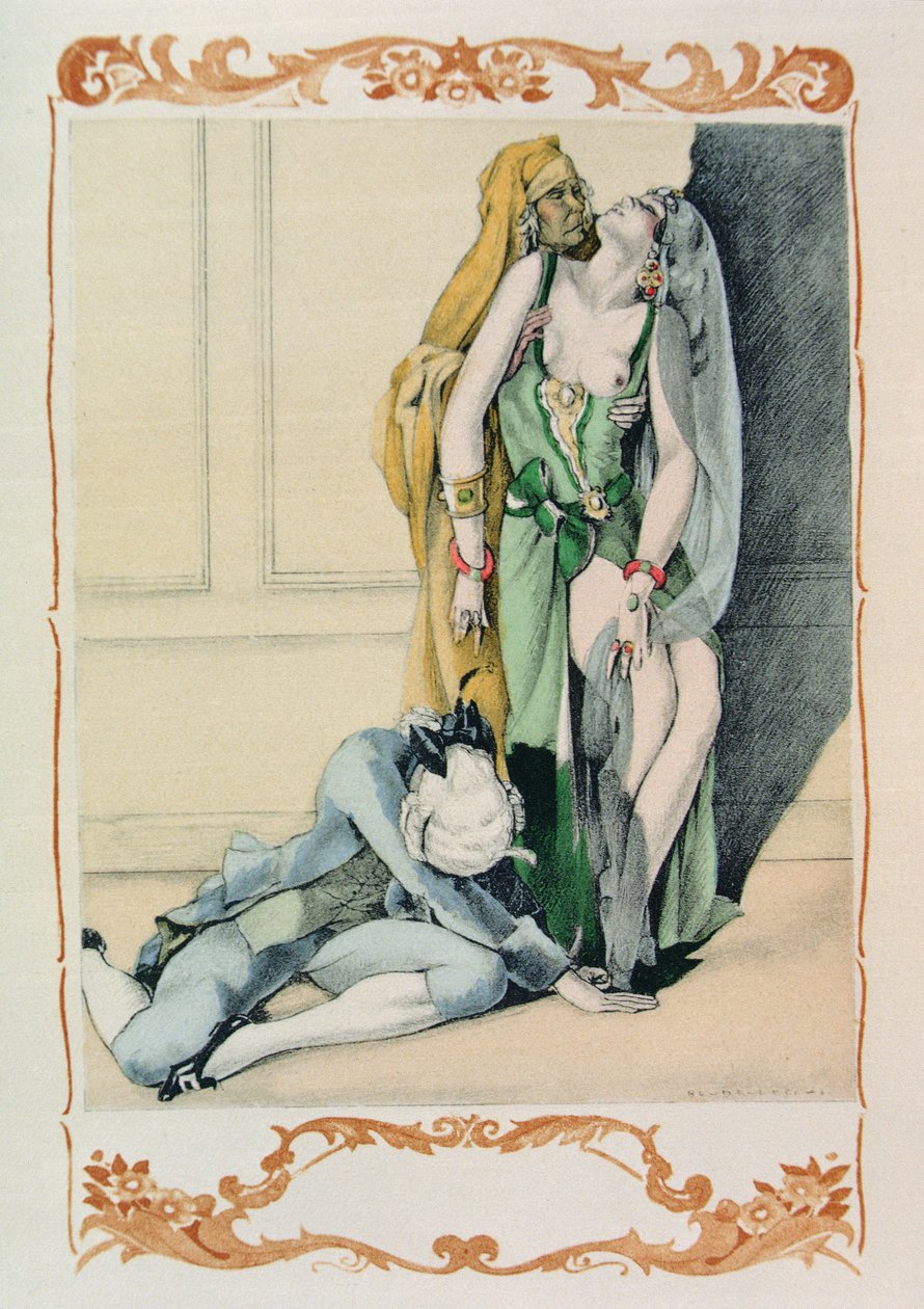 Gibert Jeune tarafından yayınlanan Voltaire'in 'Candide'inden bir illüstrasyon by Umberto (after) Brunelleschi