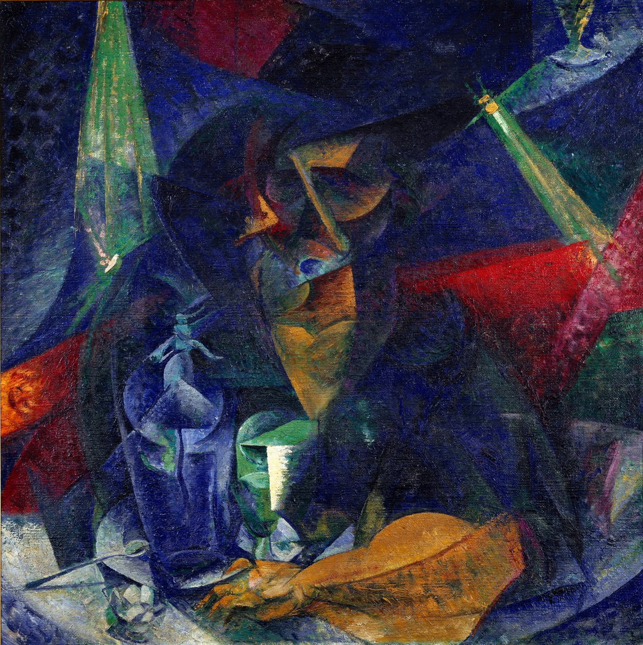 Kafedeki bayan veya "" Işıkların ve planların kompanzasyonu "" (Donna al caffe - Işıkların ve planların iç içe geçmesi) Boyama Umberto Boccioni (1882-1916) yaklaşık 1912 Dim 86x86 cm Milano, Museo del Novecento by Umberto Boccioni