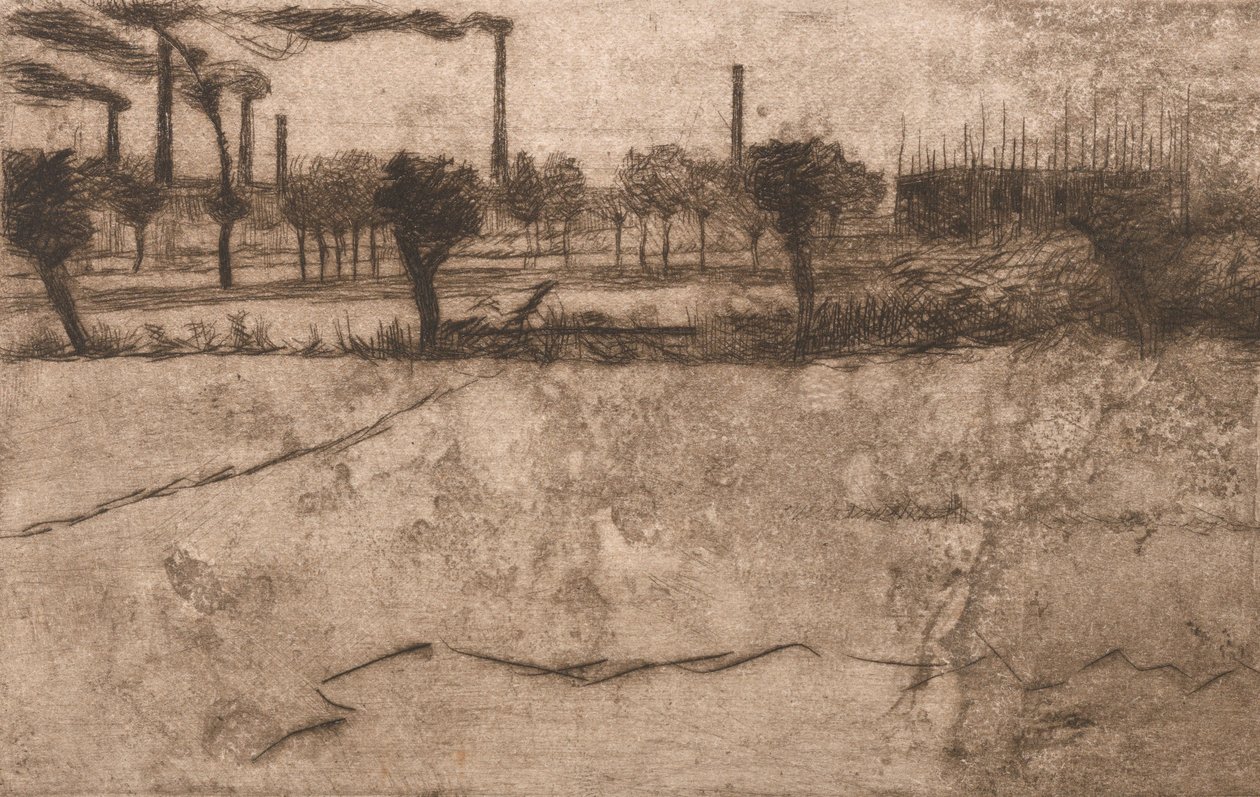 Endüstriyel Tesislerle Peyzaj, 1909. by Umberto Boccioni