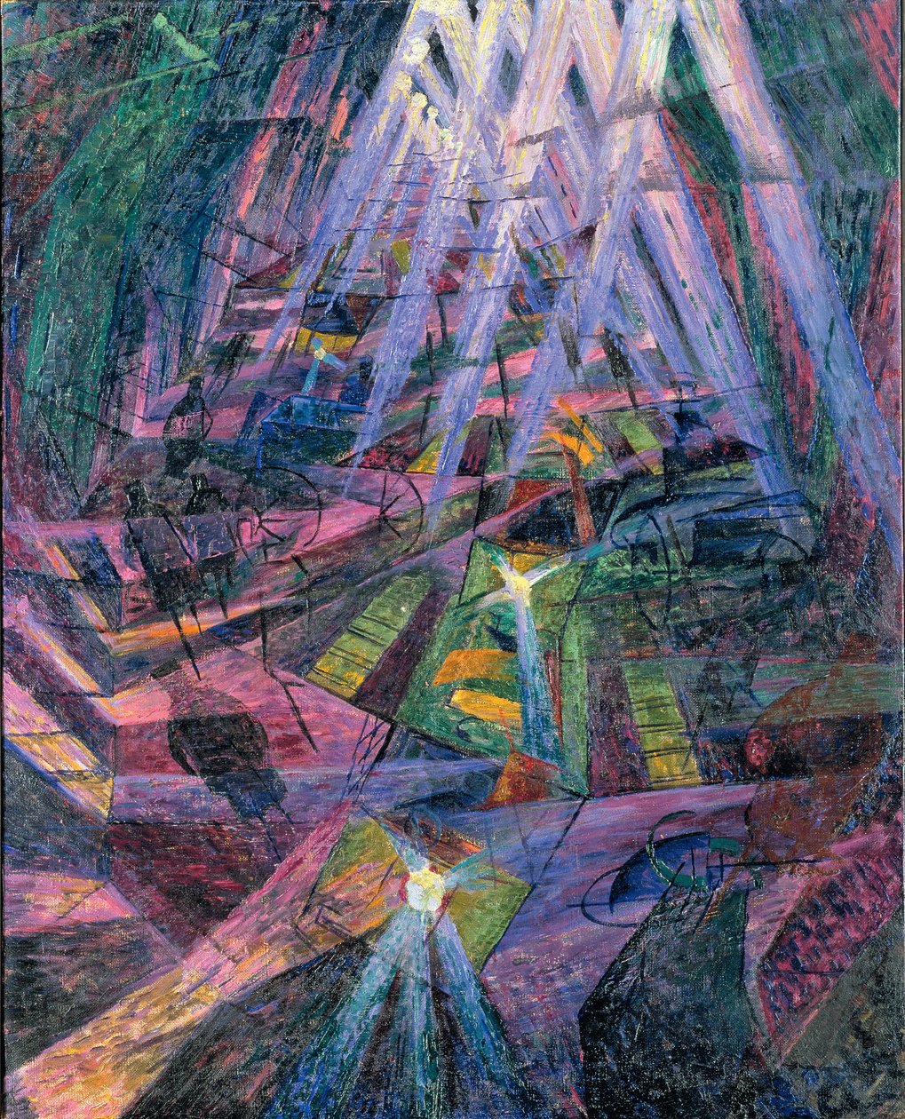 Bir yolun kuvvetleri - Bir yolun kuvvetleri, Boccioni, Umberto (1882-1916). Tuval üzerine yağlı boya, boyut: 99.5x80.5 by Umberto Boccioni