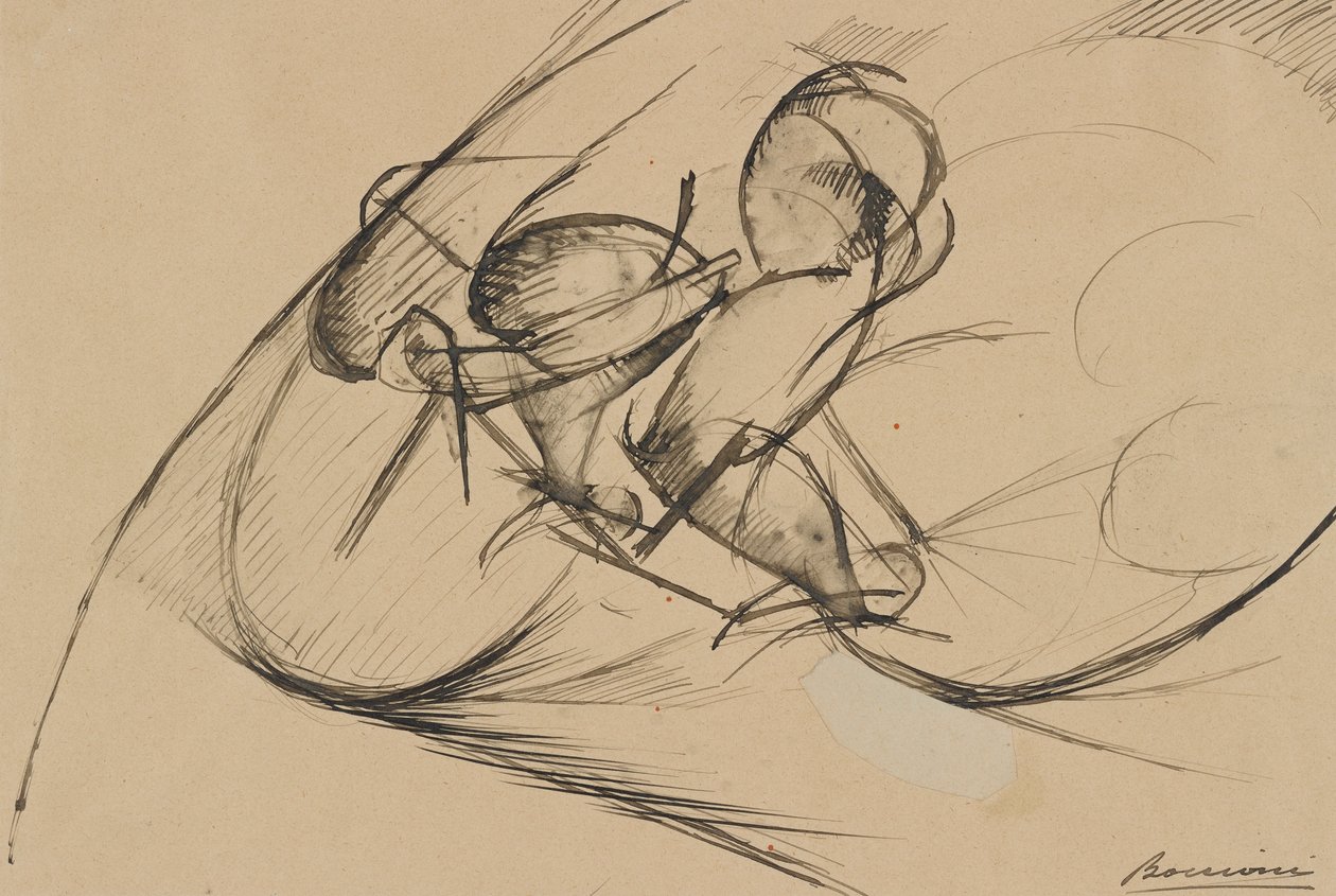 Bir Bisikletçinin Dinamik Kuvveti Çalışması II by Umberto Boccioni