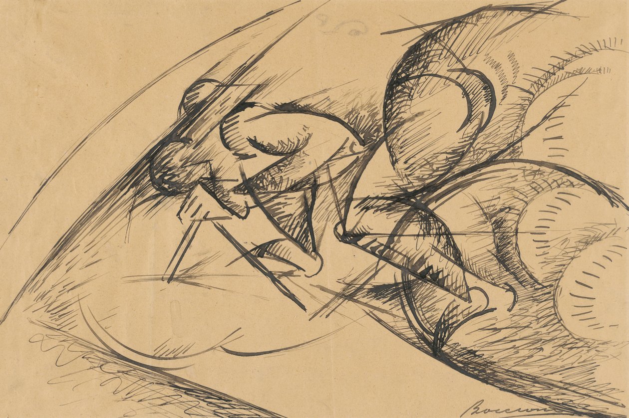 Bir Bisikletçinin Dinamik Kuvveti Çalışması I by Umberto Boccioni