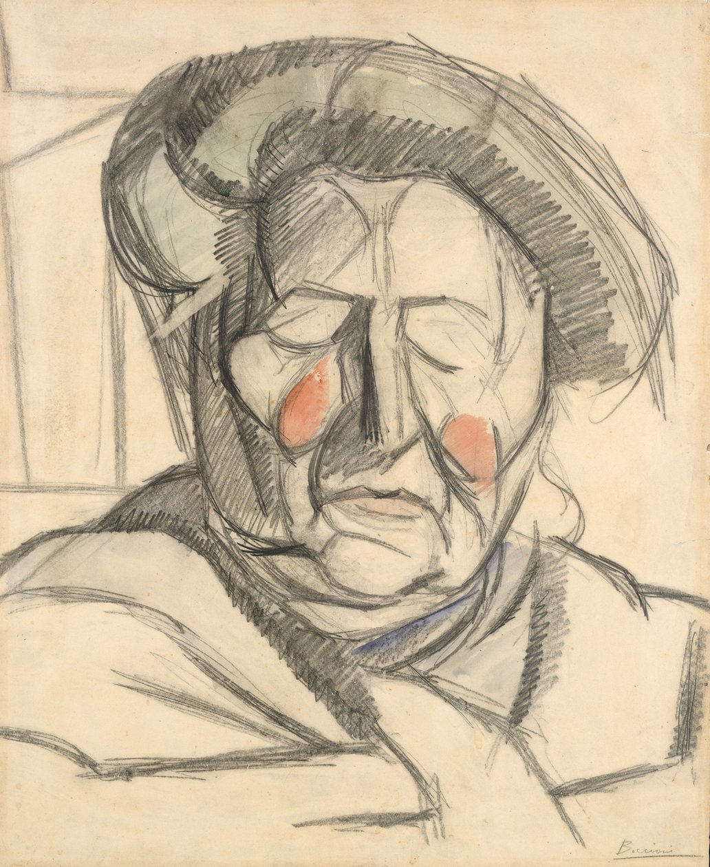 The Artists Mother, 1915 (kağıt üzerine grafit ve sulu boya yıkamaları) by Umberto Boccioni