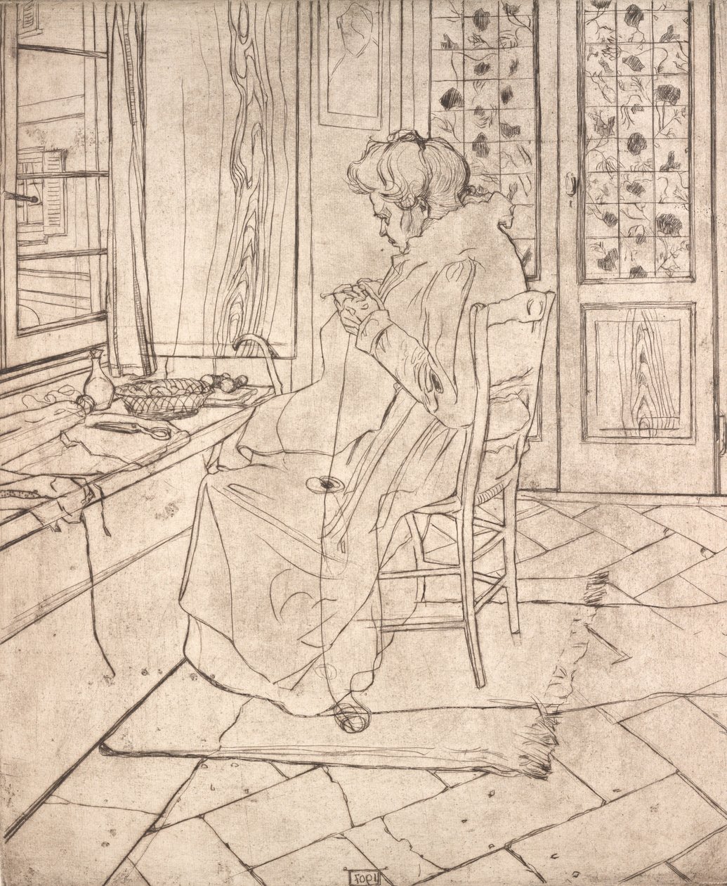 Sanatçının Annesi Tığ İşi, 1907. by Umberto Boccioni