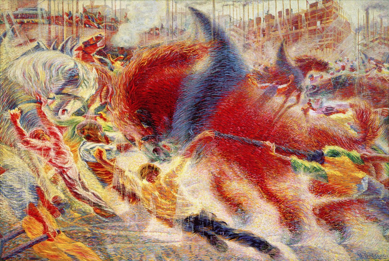 şehir yükselir by Umberto Boccioni