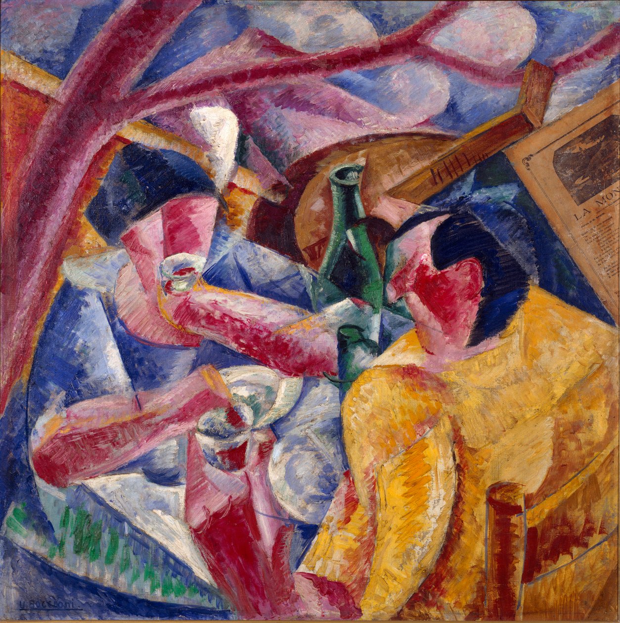 Pergola altı, Umberto Boccioni (1882-1916) tarafından yapılan Napoli Tablosu 1914. Tuval üzerine yağlı boya ve kolaj. karartmak 83x83 cm Milano, Novecento Müzesi by Umberto Boccioni