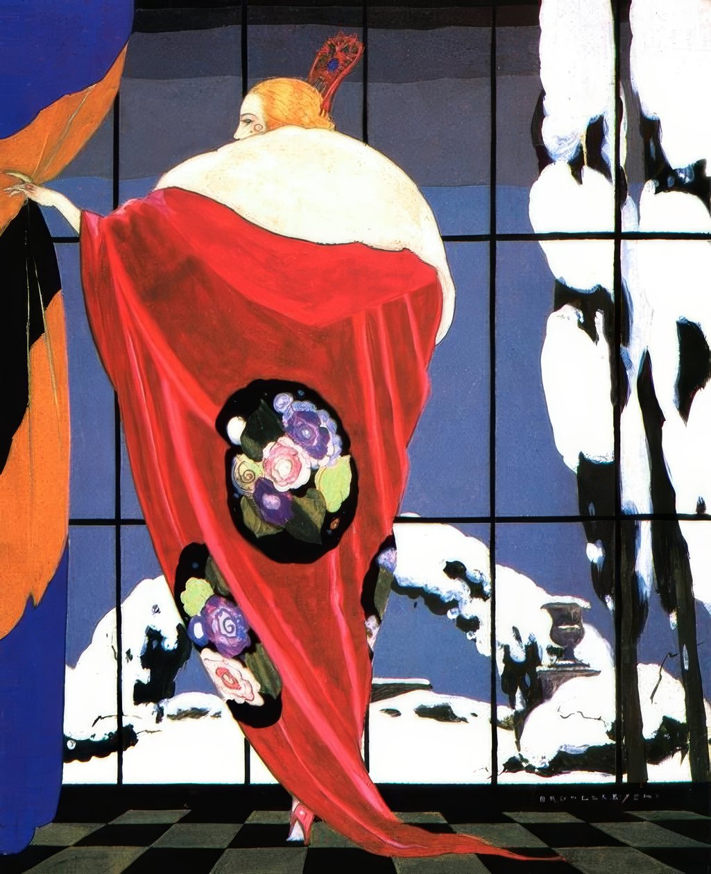Bayan kırmızı pelerinli by Umberto Brunelleschi