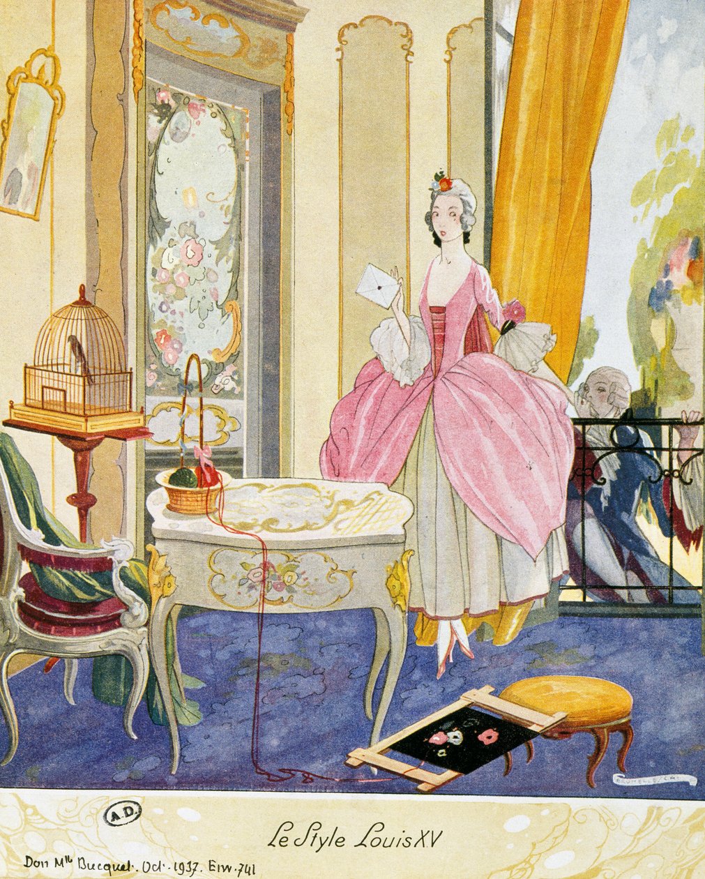 Louis XV tarzında sahne, tiyatro ortamı, suluboya by Umberto Brunelleschi