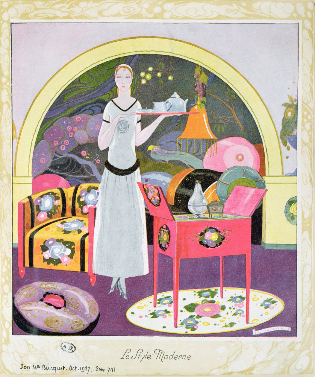 Modern Tarz, c. 1925 (renkli taş) by Umberto Brunelleschi