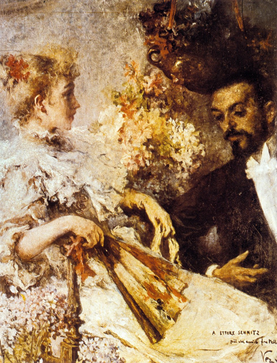 Italo Svevo (1861-1928) kız kardeşiyle birlikte (tuval üzerine huile) by Umberto Veruda
