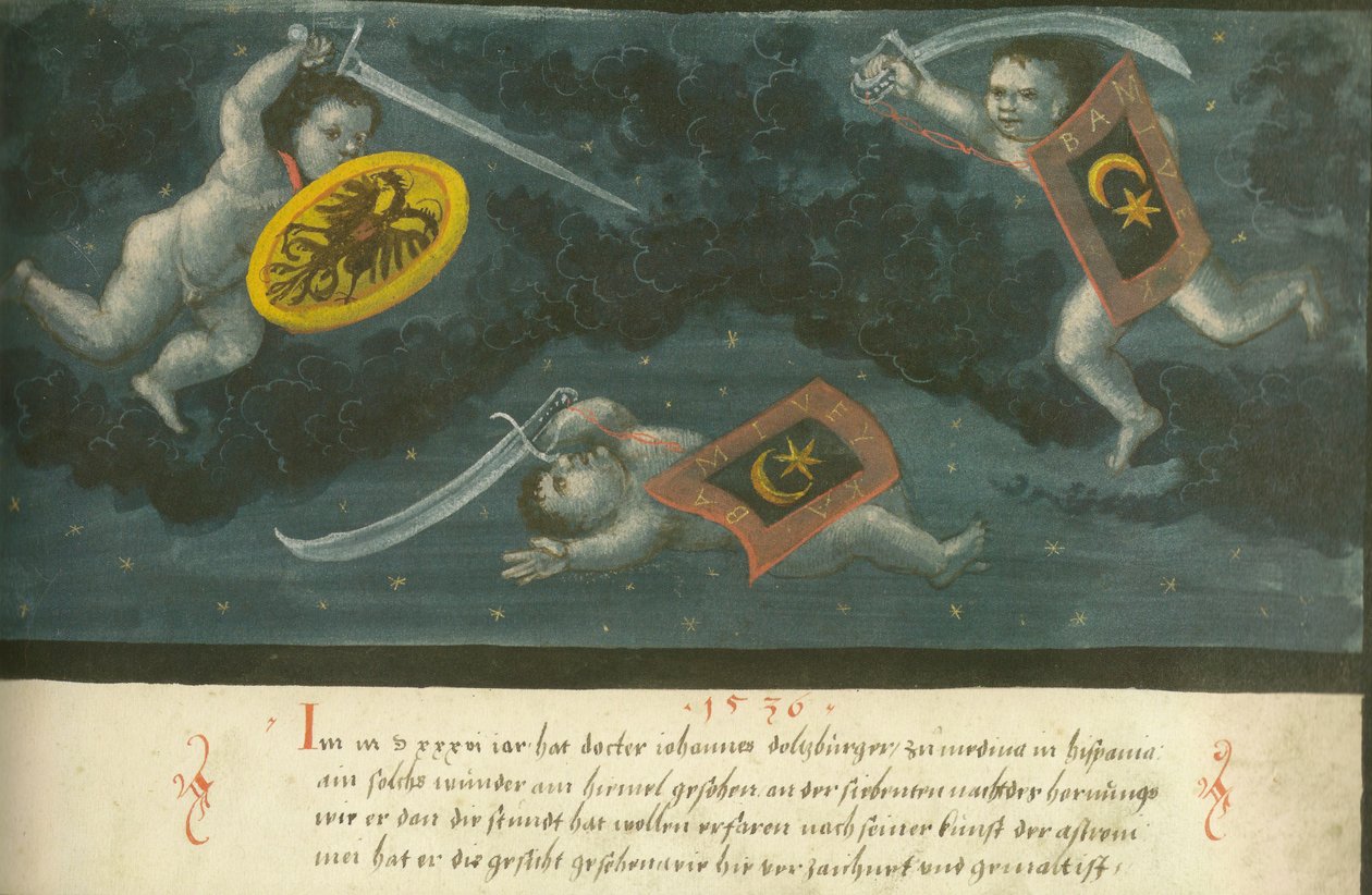 Augsburger Wunderzeichenbuch - Folio 134 Üç Çocuğun İlahi Savaşı 1536 by Unbekannt Unbekannt