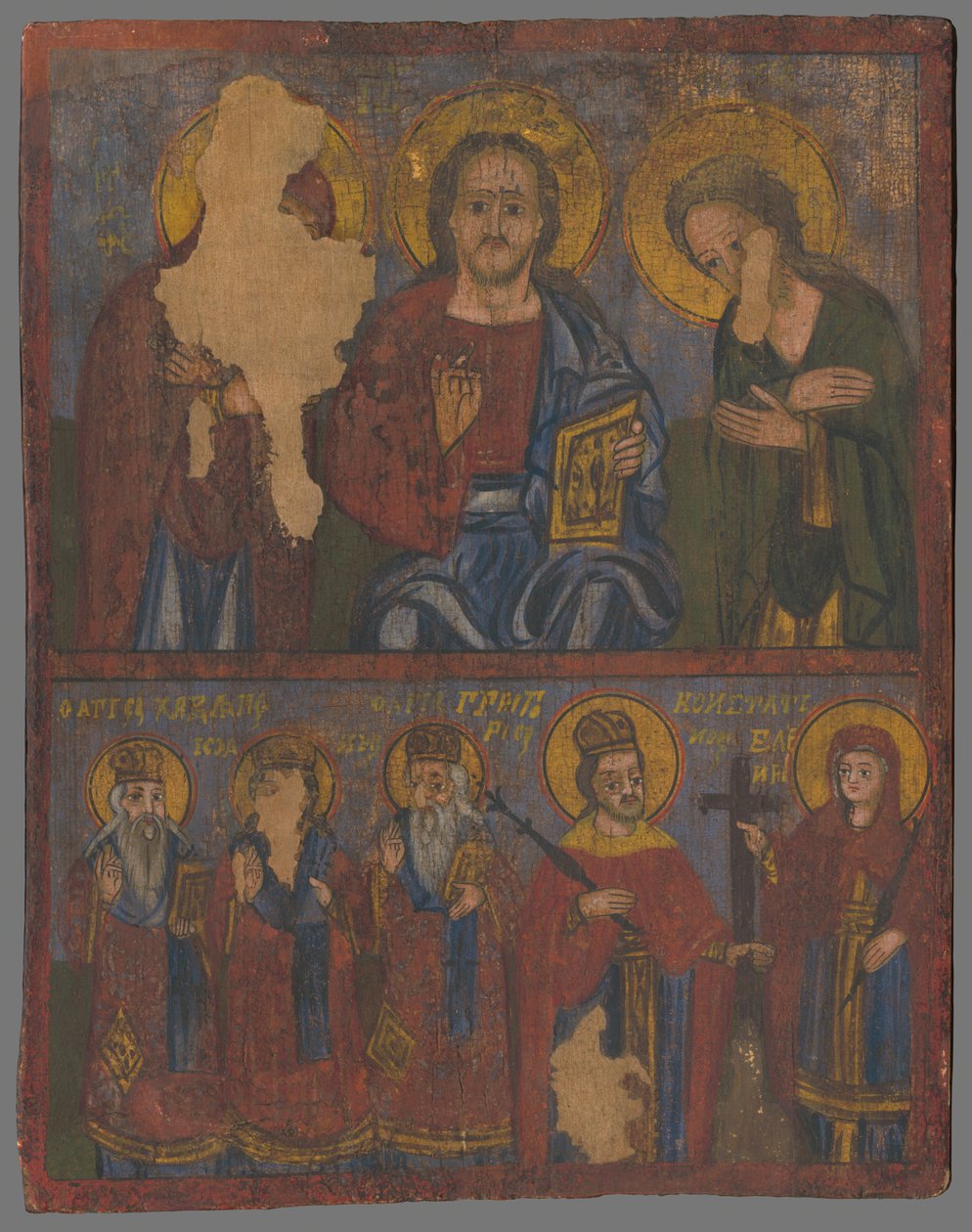 Deesis ile St. Charlampi, St. Ján Zlatoústy, st. Gregor Naziansky, cilt. Konstantin ve Helena by Unbekannt Unbekannt