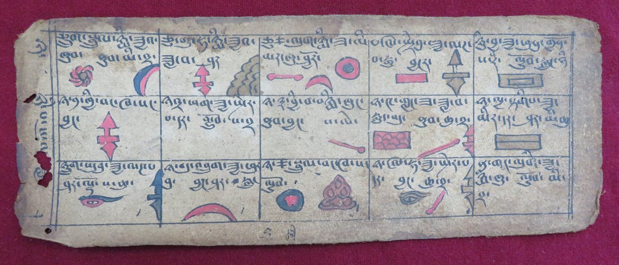 5. ayın yarısı için Ersu astrolojik almanak, Tibetçe Ersu Shaba piktografları ve açıklamaları ile by Unbekannt Unbekannt