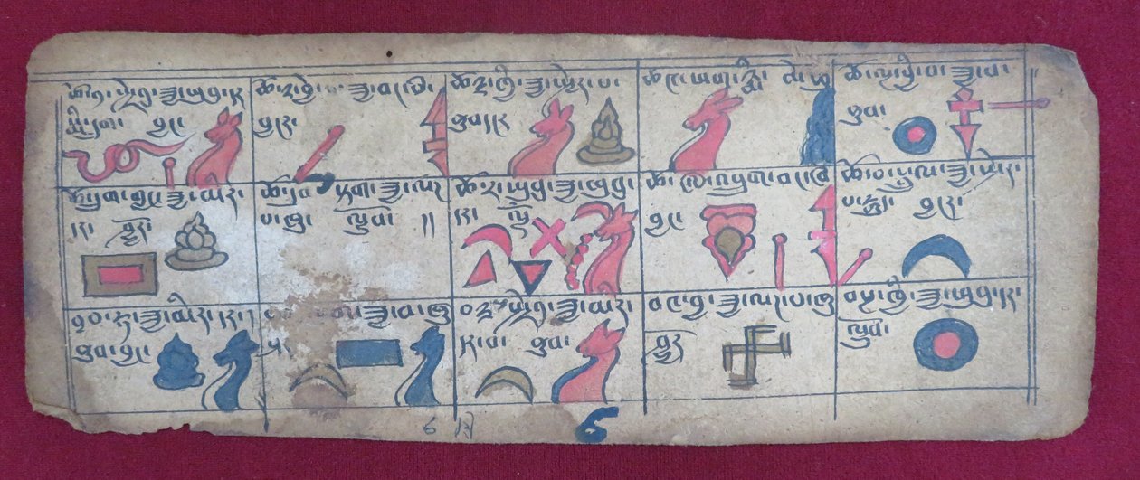 6. ayın yarısı için Ersu astrolojik almanak, Tibetçe Ersu Shaba resimli resimleri ve açıklamaları ile by Unbekannt Unbekannt