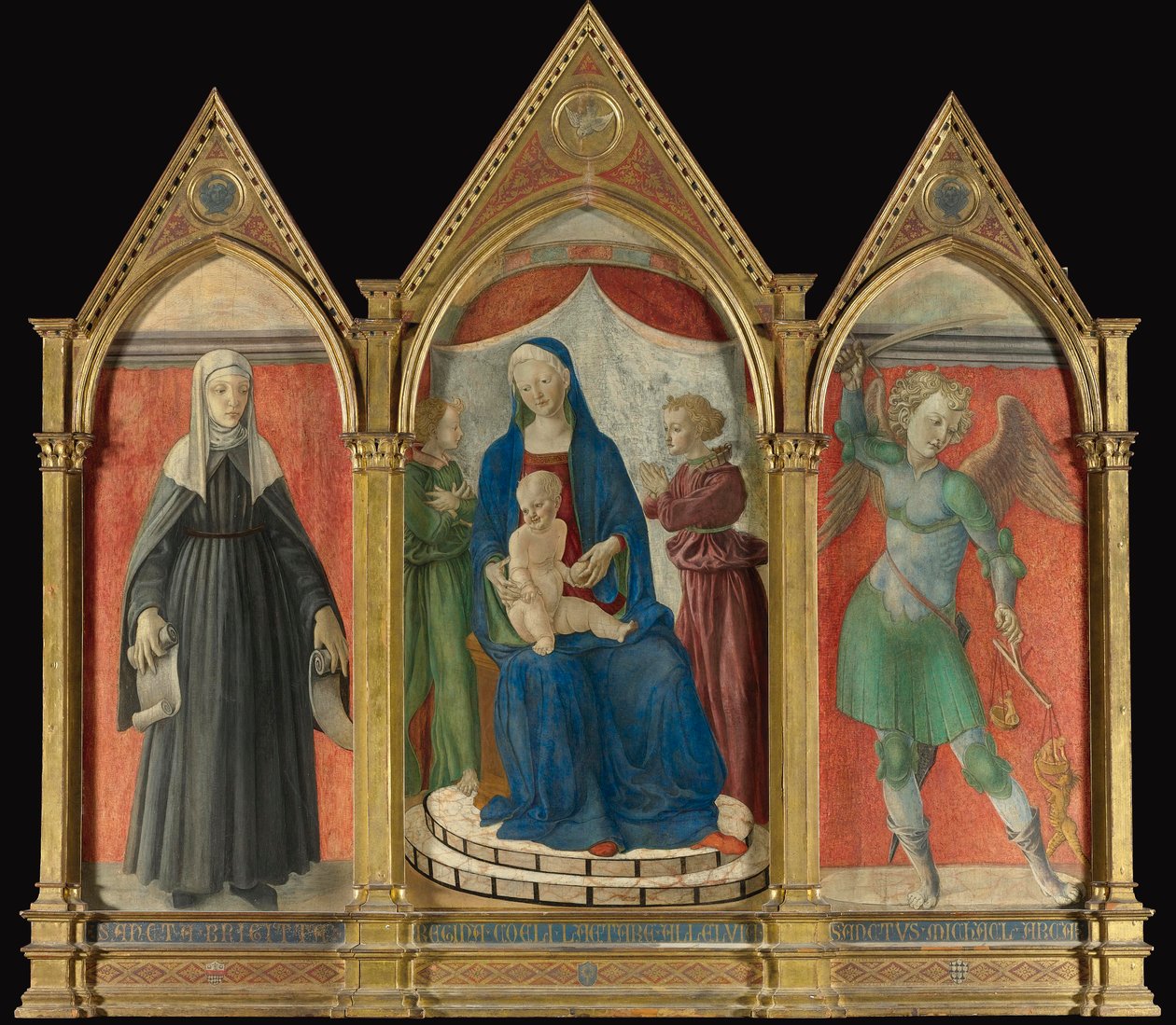 Maestro di Pratovecchio, Majesteleri, Santa Brigida ve San Michele ile üçlü by Unbekannt Unbekannt