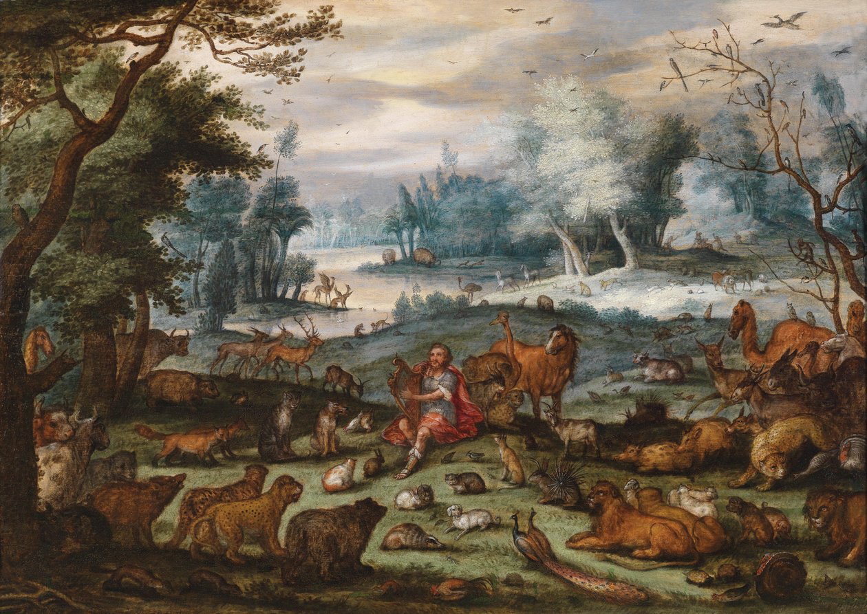 Orpheus bezaubert Bäume und Tiere by Unbekannt Unbekannt