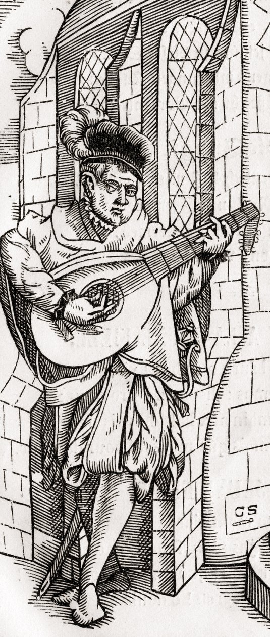 Bir Troubadour, bir gravür detayı, Georg Scharffenberg tarafından 