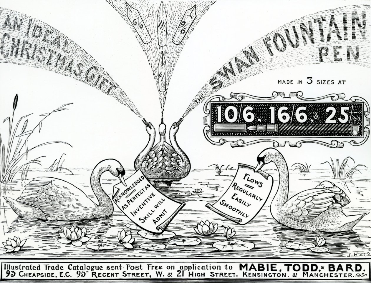 Bir Illustrated Ticaret Kataloğundan Kuğu Dolma Kalem İlanı, c.1900-10 by Unbekannt Unbekannt