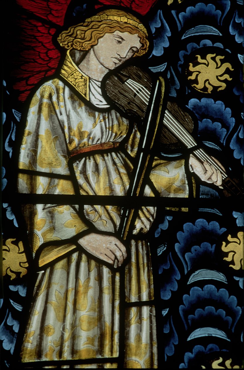 William Morris (1834-96), 1869 tarafından tasarlanan kemanlı melek, vitray pencere (ayrıca bkz. 54932 & 77951) by Unbekannt Unbekannt