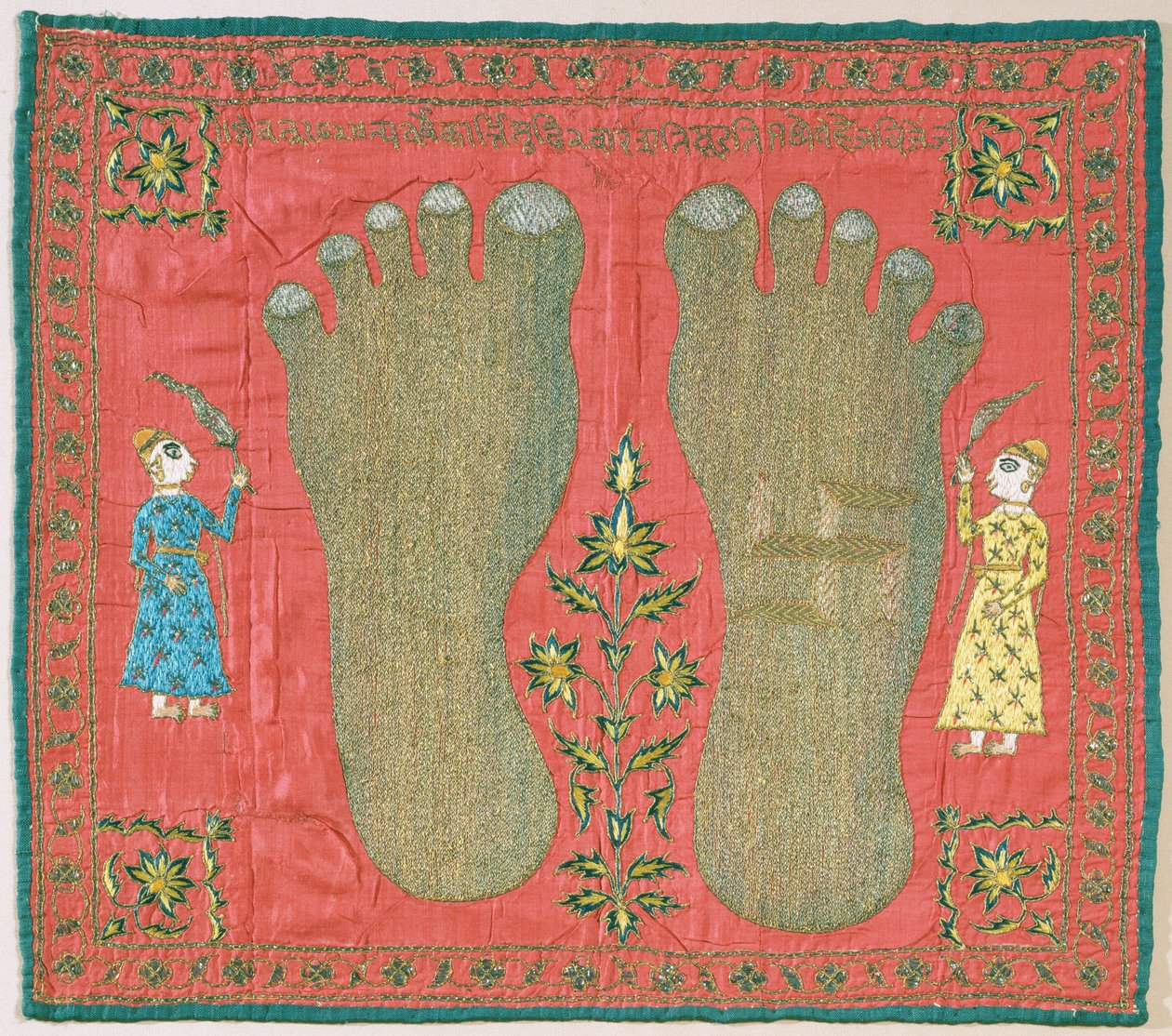 Sanatçı, bilinmeyen yapımcı, Hindistan - Bir Jain Keşişin Ayaklarını tasvir eden Duvara Asma (Puthia) by Unbekannt Unbekannt
