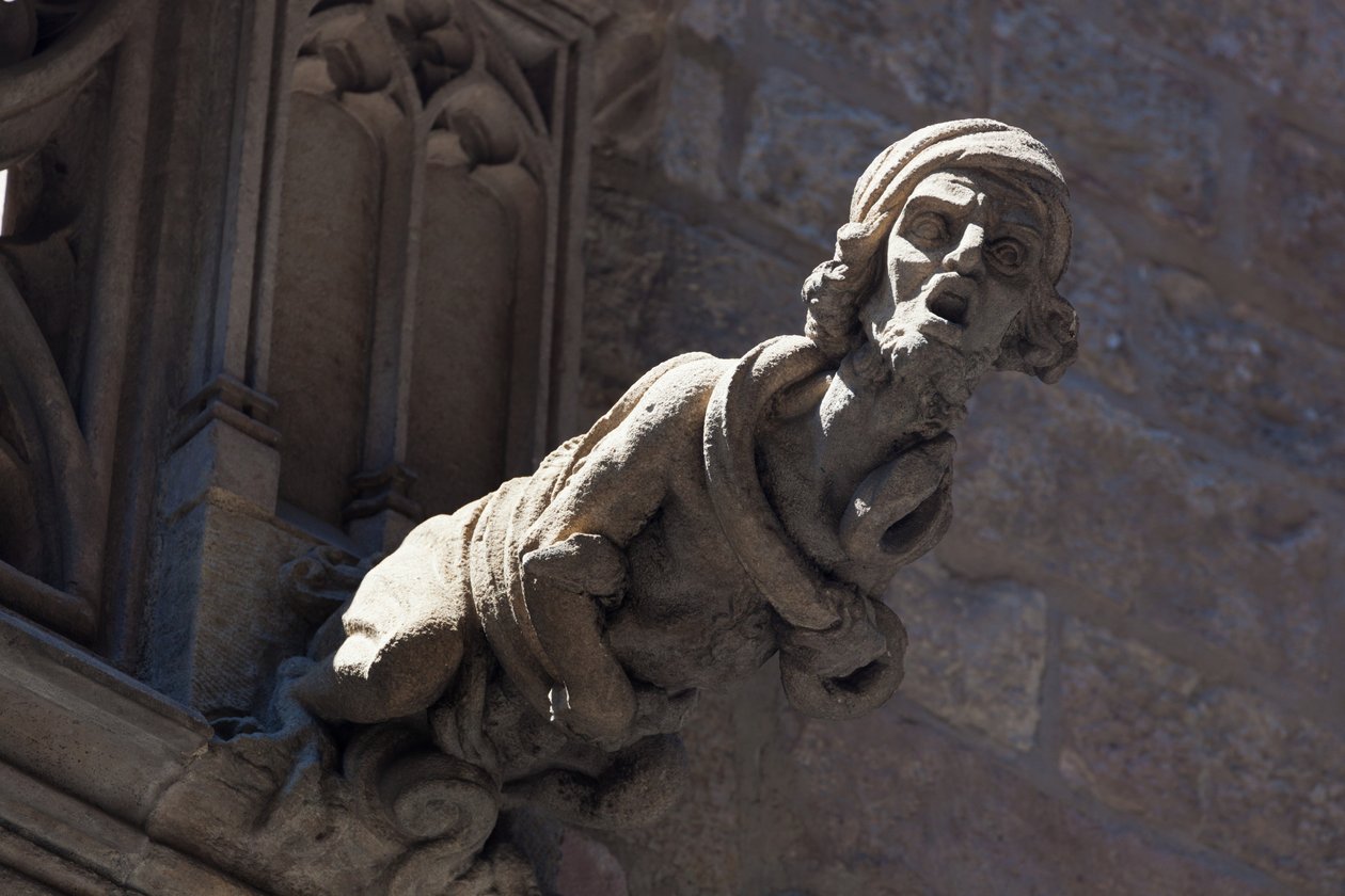 Barcelona, Spain. Gargoyle on building in Gothic Quarter. by Unbekannt Unbekannt