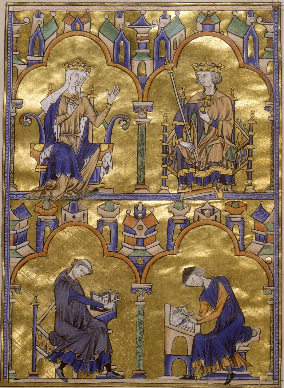 Kastilyalı Blanche ve Fransa Kralı IX. Louis; Bir Yazıcıya Dikte Eden Yazar by Unbekannt Unbekannt