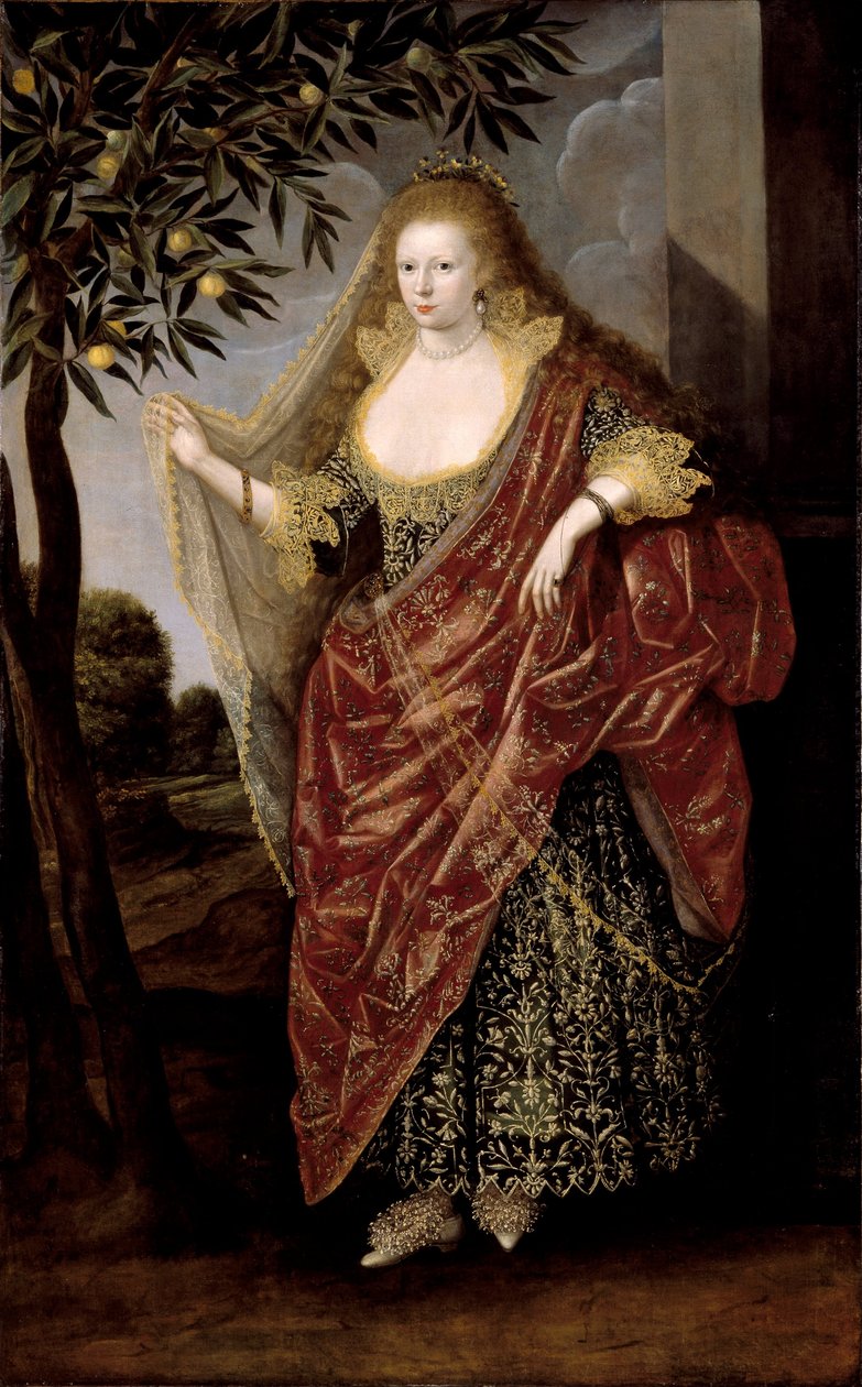 İngiliz Okulu 17. yüzyıl - Elizabeth adında bir bayanın portresi, Lady Tanfield by Unbekannt Unbekannt