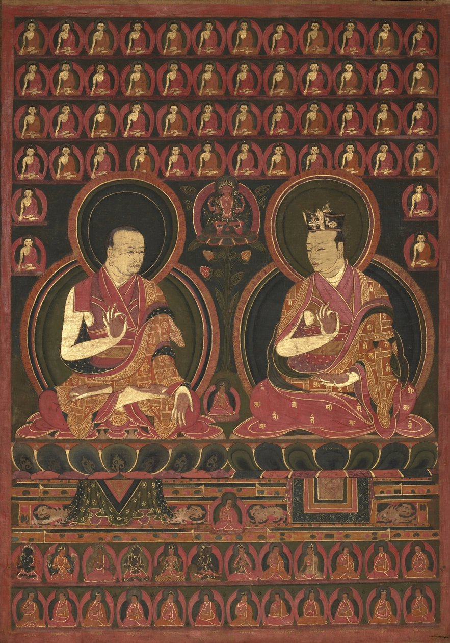 Sekizinci Karmapa, Mikyo Dorje (1507-1554) ve öğretmeni First Sangye Nyenpa by Unbekannt Unbekannt