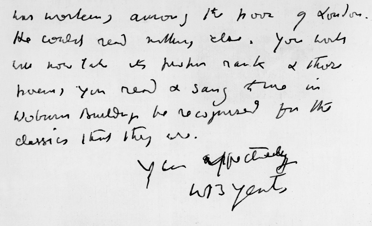 Extract from a letter written by W. B. Yeats (1865-1939)   by Unbekannt Unbekannt
