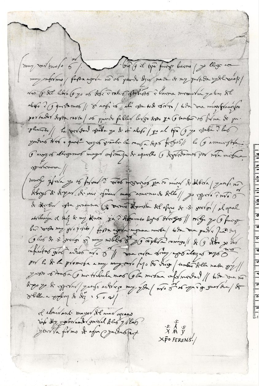 Kristof Kolomb (1451-1506) tarafından yazılan mektup parçası by Unbekannt Unbekannt