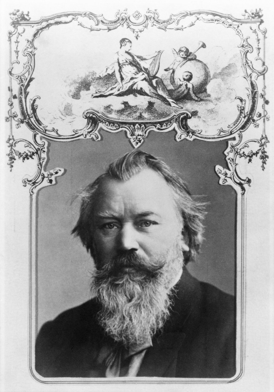 Johannes Brahms (1833-97) (bw photo set in a decorative card surround) by Unbekannt Unbekannt